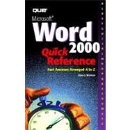 Microsoft Word 2000 Quick Reference,9780789725905 Microsoft Word 2000 Quick Reference,9780789725905
