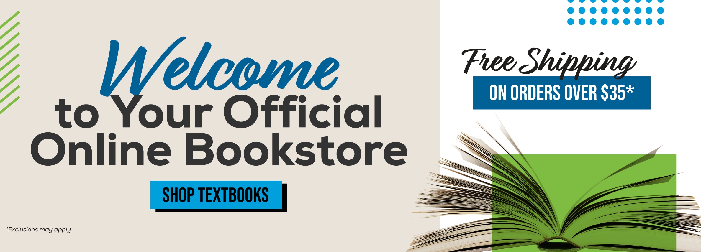 Welcome to your official online bookstore. Free USPS shipping on all orders over $35! Shop Textbooks (new tab)