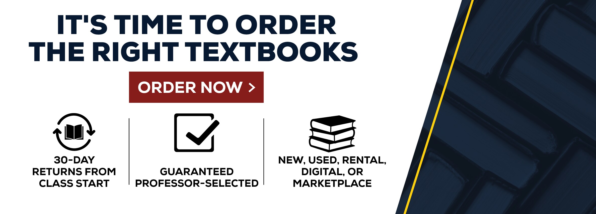 It's time to order the right textbooks. Order now. 30-day returns from class start. Guaranteed professor-selected. New, Used, rental, digital, or marketplace.