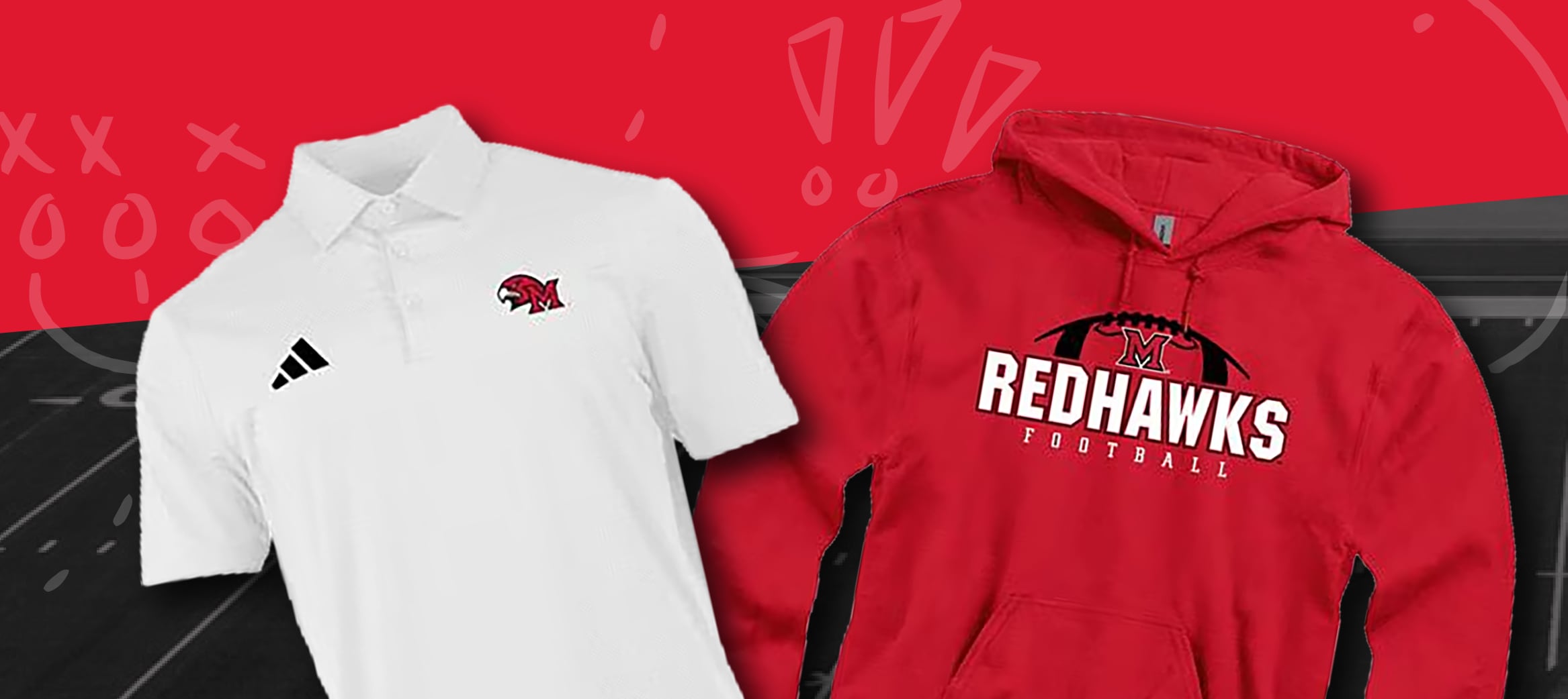 Grey quarter zip hoodie, grey t-shirt, and red hoodie