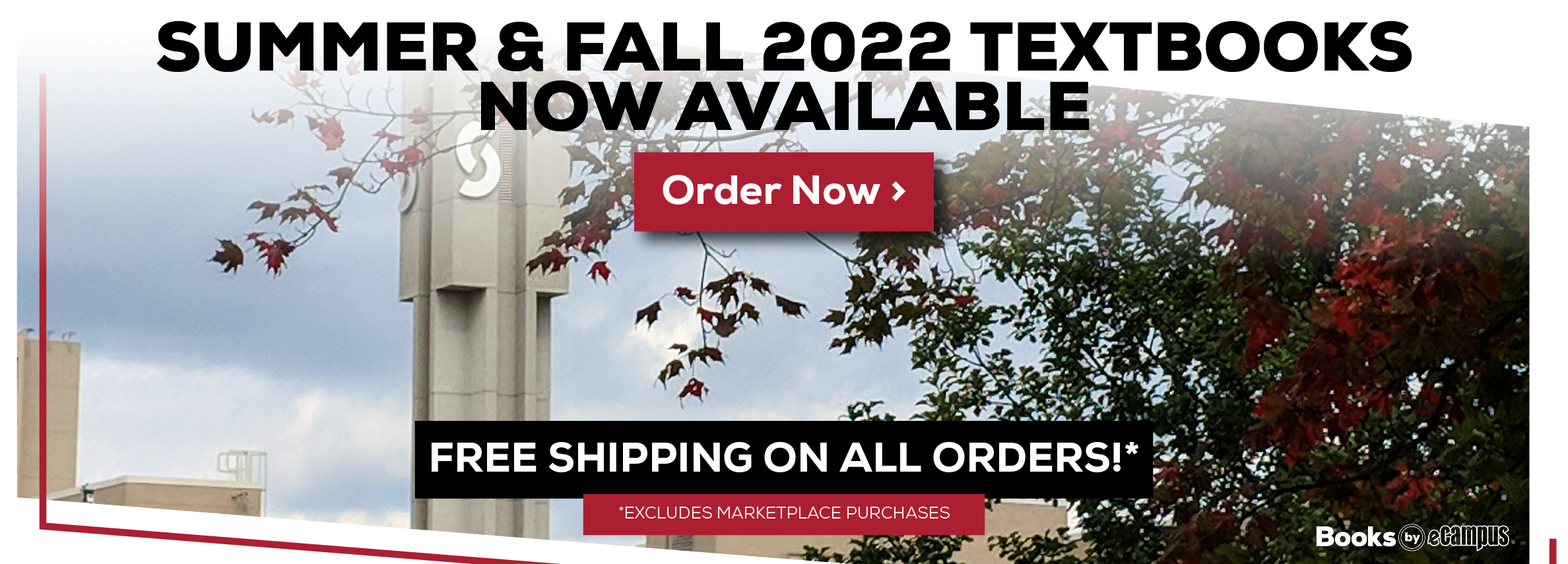 Summer and fall 2022 Textbooks now available. Order now.  Year-Round free expedited to campus or standard to home, $5 flat rate UPS to home