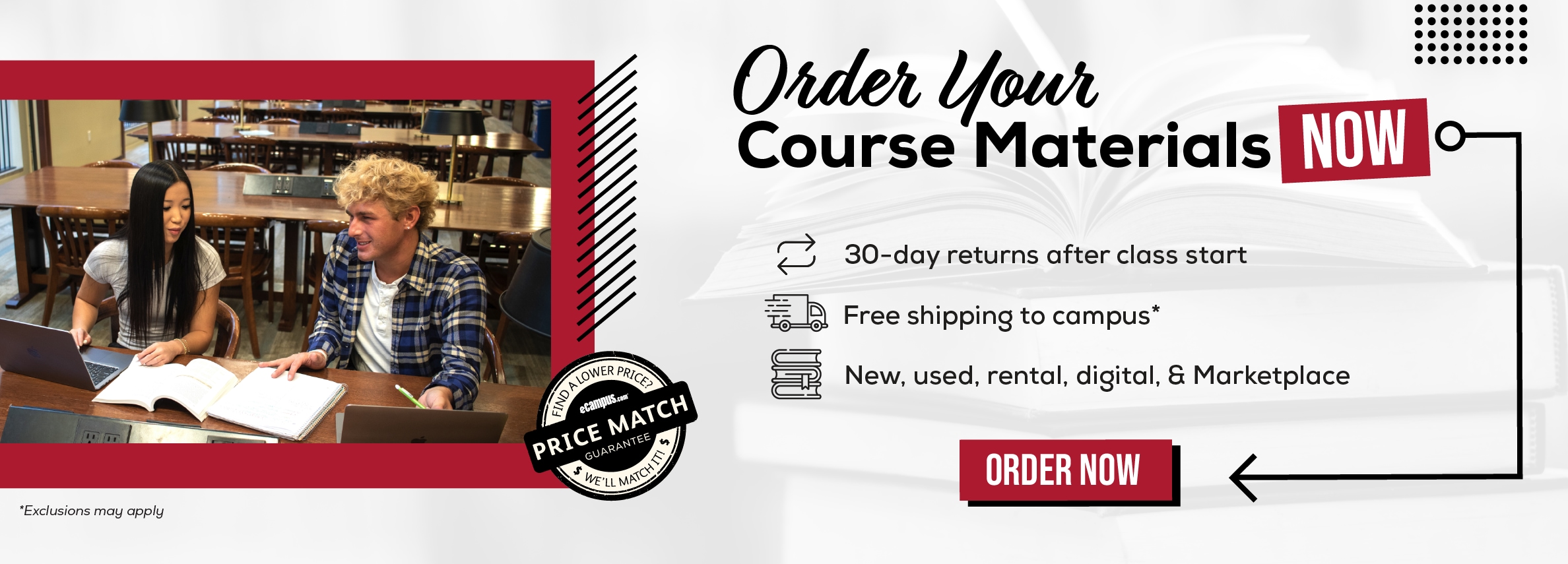 Order Your Course Materials Now. 30-day returns after class start. Free shipping to campus*. New, used, rental, digital, & Marketplace. Order now. *Exclusions may apply.