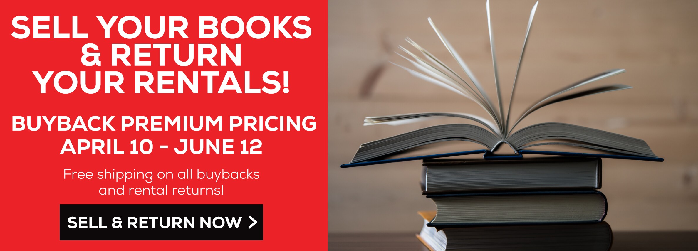 Sell your books and return your rentals! Buyback Premium pricing April 10 - June 12. Free shipping on all buybacks and rental returns! Sell and return now