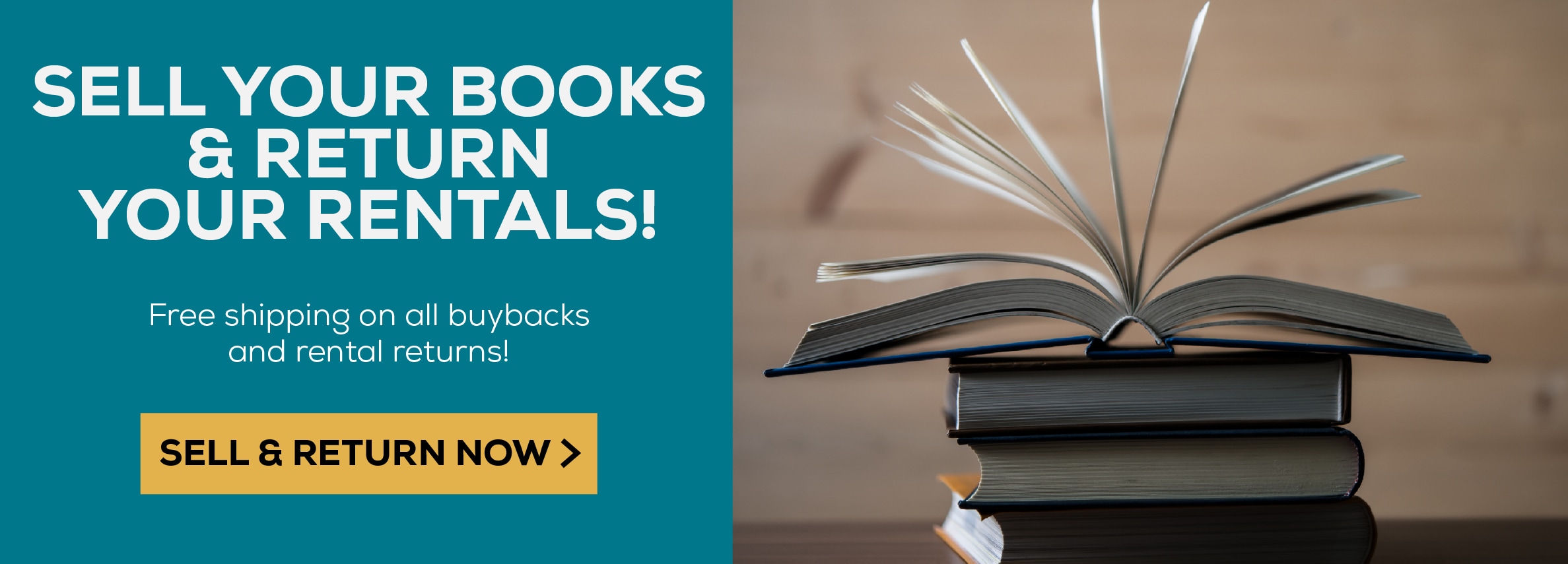 Sell your books and return your rentals online! Free shipping on all buybacks and rental returns. Sell and return now.