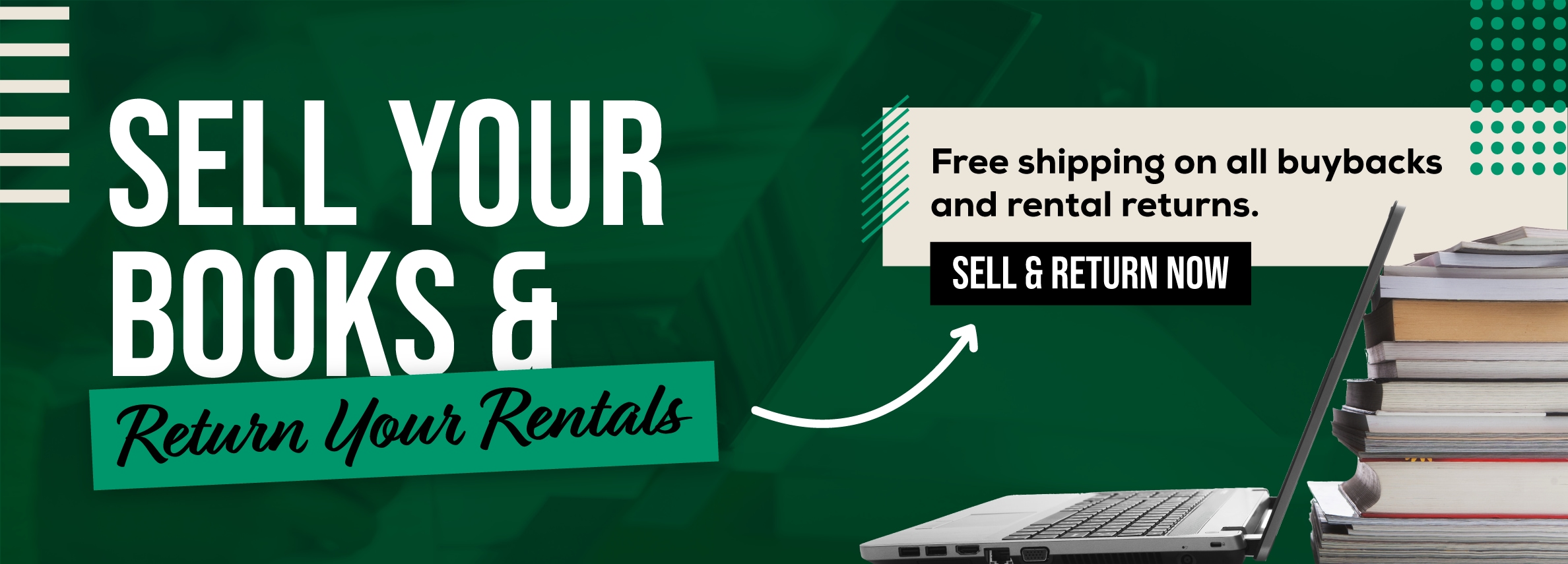 Sell your books and return your rentals! free shipping on all buybacks and rental returns! Sell and retrun now