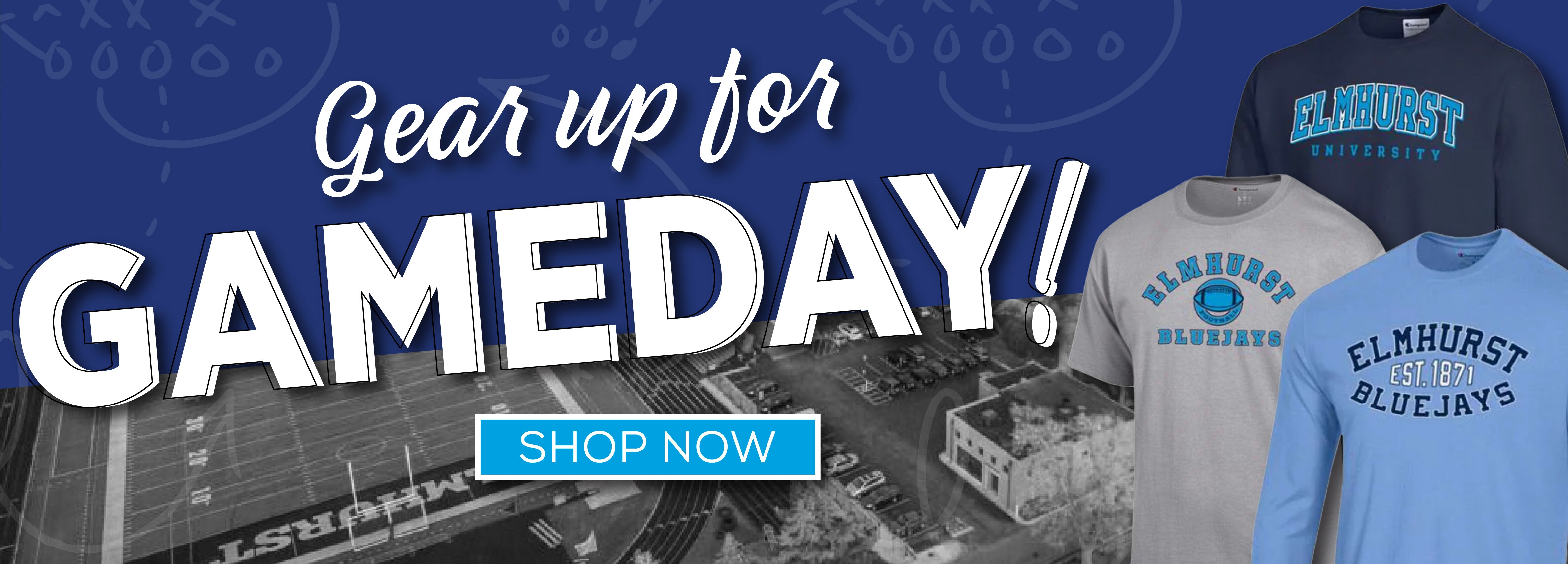 Gear Up For Gameday! Shop Now. Light Grey T-Shirt, Navy Blue Crewneck, and Light Blue Long Sleeve Shirt