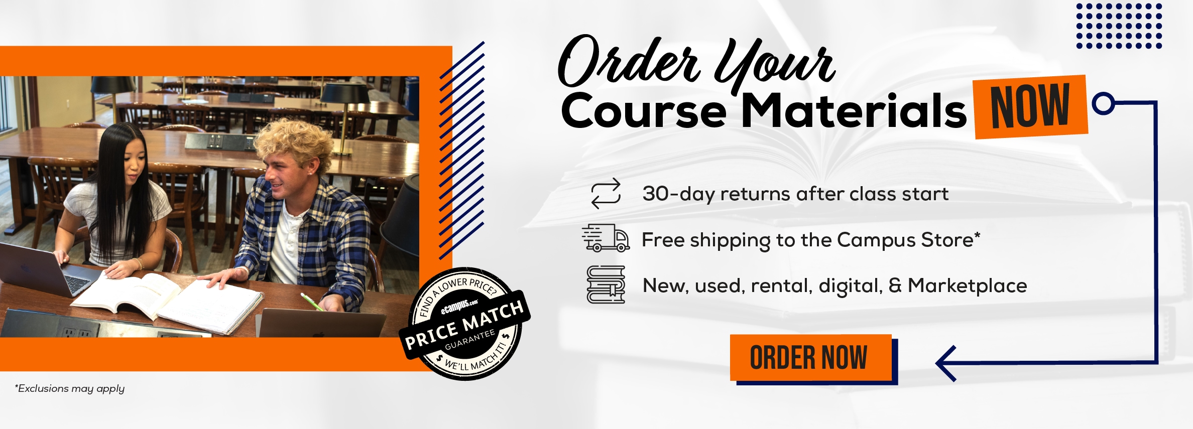 Order Your Course Materials Now. 30-day returns after class start. Free shipping to Campus Store*. New, used, rental, digital, & Marketplace. Order now. *Exclusions may apply.