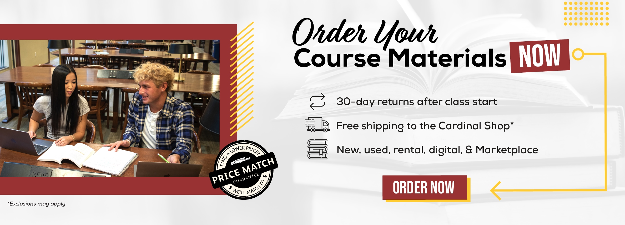 Order Your Course Materials Now. 30-day returns after class start. Free shipping to the Cardinal Shop*. New, used, rental, digital, & Marketplace. Order now. *Exclusions may apply.