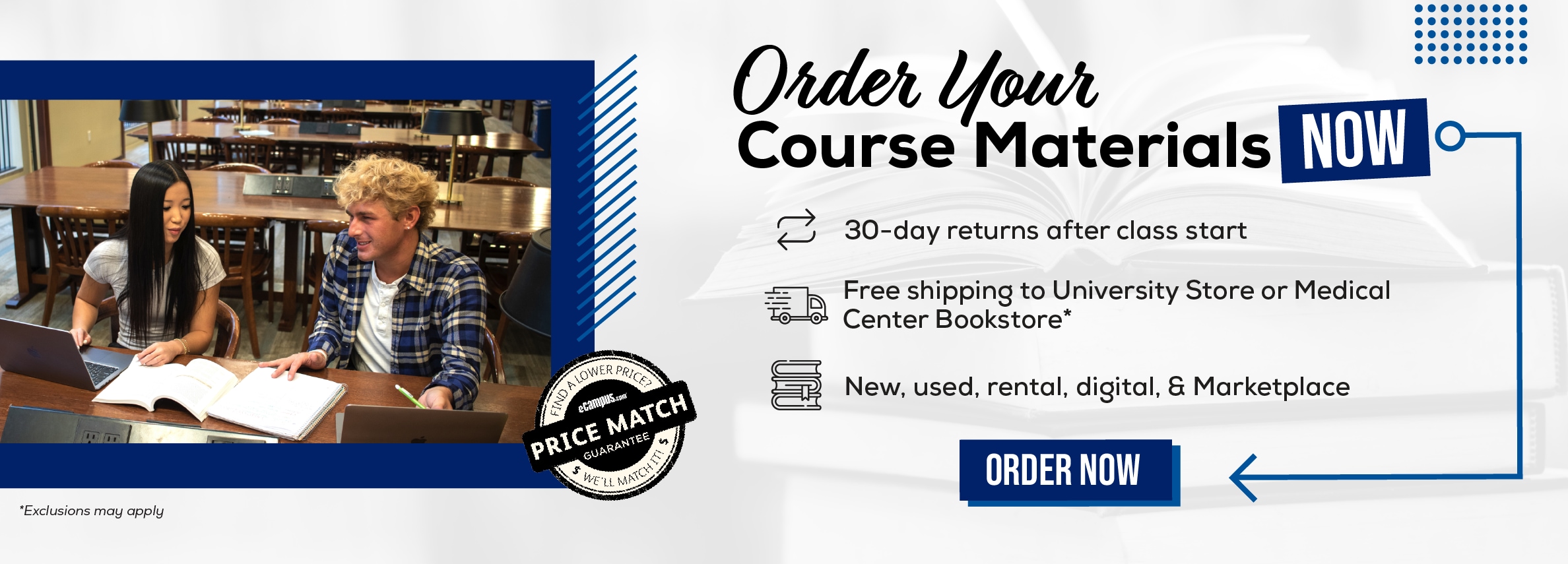 Order Your Course Materials Now. 30-day returns after class start. Free shipping to University Store or Medical Center Bookstore* New, used, rental, digital, & Marketplace. Order now. *Exclusions may apply.