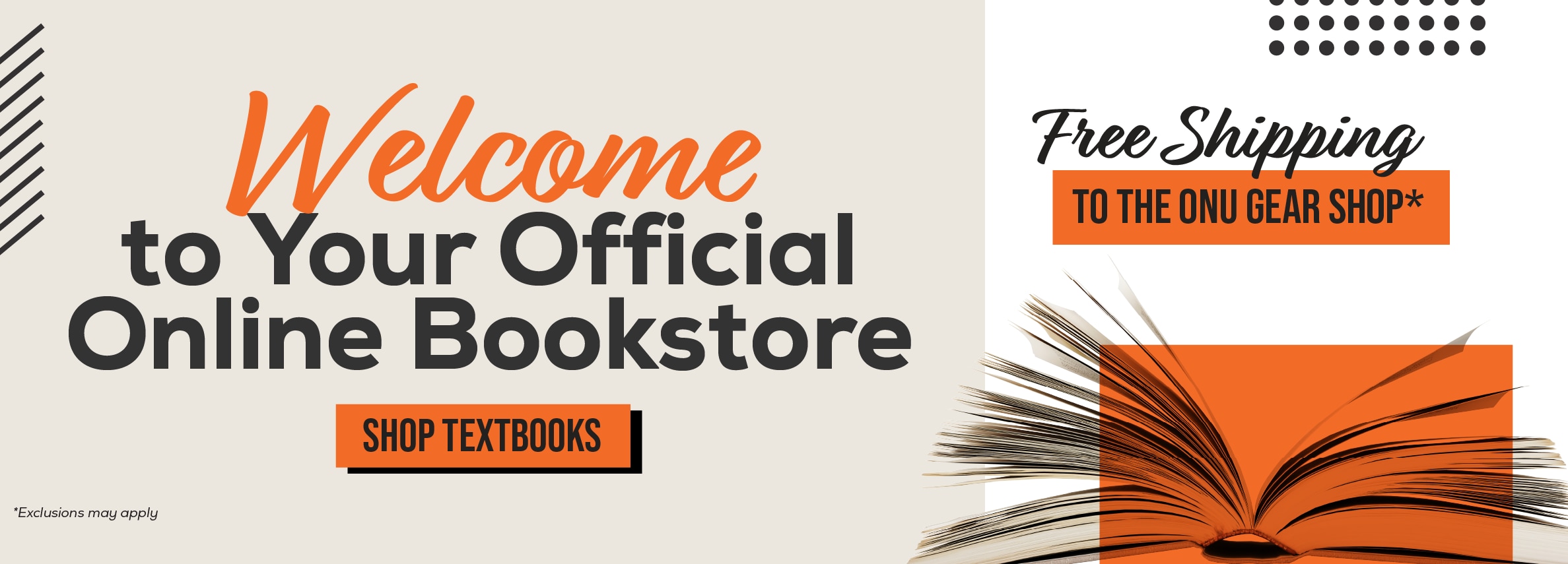 Welcome to your official online bookstore. Shop textbooks. Free shipping to the ONU Gear Shop!* *Exclusions may apply