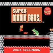 Super Mario Bros. 8-bit Retro 2024 Wall Calendar + Bonus Die-cut Notecards