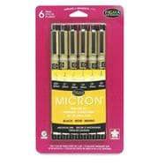 Sakura Pigma Micron Pen Set - Black, Various Sizes, Set of 6
