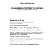 Kaizen Guidance: Real World Application, Templates, Documents, and Examples of the Use of Kaizen in the Public Domain. Plus Free Access to Membership Only Site for Dow