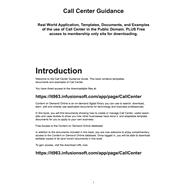 Call Center Guidance: Real World Application, Templates, Documents, and Examples of the Use of a Call Center in the Public Domain Plus Free Access to Membership Only Site f