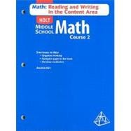 Math Course 2, Grade 7 Math-reading and Writing in the Content Area With Answer Key