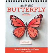 Illustrated Butterfly Page-a-Month Easel 2017 Calendar