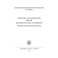 Verfasser- und Sachregister 1896–1918 der Abhandlungen und Berichte Philologisch-Historische Klasse