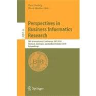 Perspectives in Business Informatics Research : 9th International Conference, BIR 2010, Rostock, Germany, September 29--October 1, 2010, Proceedings