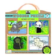 Green Start Wooden Puzzles - Animals at Home : Earth Friend Puzzles with Handy Carry and Storage Case