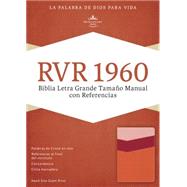 RVR 1960 Biblia Letra Grande Tamaño Manual con Referencias, mango/fresa/durazno claro símil piel