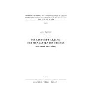 Die Lautentwicklung der Mundarten des Trièves