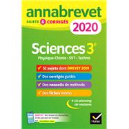 Annales du brevet Annabrevet 2020 Sciences (Physique-chimie SVT Technologie) 3e