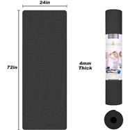 TOPLUS Yoga Mat, Fitness & Exercise Mat - Classic 4mm Thick Eco Friendly Non Slip Workout Mat with Carrying Strap for Yoga, Pilates, Gym and Floor Workouts (B09Q3639ZD) - BLACK