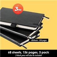 Pocket Notebook Journal, (3 Pack)  Hardcover Small Mini Notebooks with Pens for Work, 3.7