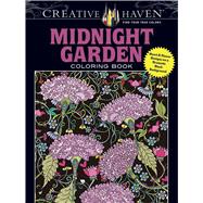 Creative Haven Midnight Garden Coloring Book Heart & Flower Designs on a Dramatic Black Background
