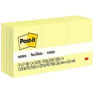 Original Canary Yellow Post-ItÂ® Plain Note Pads, 1-1/2x2, 12 100-Sheet Pads/Pack