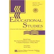 How Social Foundations Of Education Matters Es V38#3