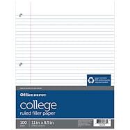 Notebook Paper, College-Ruled, 8 1/2