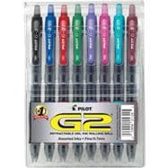 Retractable Gel Pens, Fine Point, 0.7 mm, Clear Barrels, Assorted Ink Colors, Pack Of 8 (Item #824832)