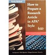 How to Prepare a Research Article in Apa Style