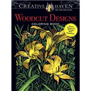 Creative Haven Woodcut Designs Coloring Book Diverse Designs on a Dramatic Black Background