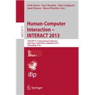 Human-Computer Interaction -- Interact 2013