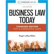 Cengage Infuse for Miller's Business Law Today, Standard: Text & Summarized Cases, 1 term Printed Access Card