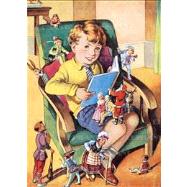 Boy Reading to Toys: Greeting Card 6 Cards Individually Bagged With Envelopes and Header