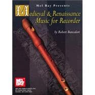 Mel Bay Presents Medieval & Renaissance Music for Recorder book cover, ISBN 9780786625475