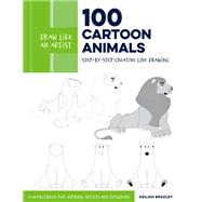 Draw Like an Artist: 100 Cartoon Animals Step-by-Step Creative Line Drawing - A Sourcebook for Aspiring Artists and Designers