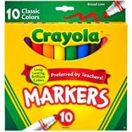 Crayola Broad Line Markers, Assorted Classic Colors, Box of 10 (764180)