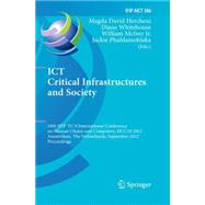 Ict Critical Infrastructures and Society: 10th Ifip Tc 9 International Conference on Human Choice and Computers, Hcc10 2012, Amsterdam, the Netherlands, September 27-28, 2012, Proceedings