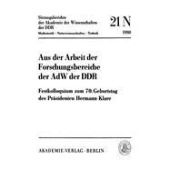 Aus der Arbeit der Forschungsbereiche der AdW der DDR