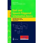 Text- And Speech-Triggered Information Access: 8th Elsnet Summer School, Chios Island, Greece, July 15-30, 2000 : Revised Lectures