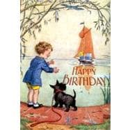 Boy and Scottie Dog Awaiting Birthday Boat - Birthday Greeting Cards