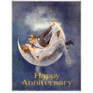 1920's Couple in Crescent Moon - Anniversary Greeting Cards: 6 Cards Individually Bagged With Envelopes & Header