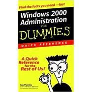 Windows<sup>®</sup> 2000 Administration For Dummies<sup>®</sup> : Quick Reference