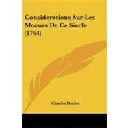 Considerations Sur Les Moeurs De Ce Siecle