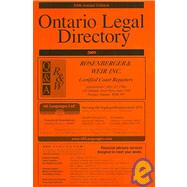 Ontario Legal Directory 2009: Published Annually Since 1925 book cover, ISBN 9780802097248