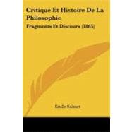 Critique et Histoire de la Philosophie : Fragments et Discours (1865)